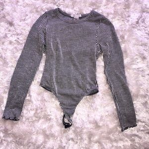 Striped Bodysuit Black and White